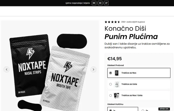 Noxtape — naslovnica web stranice