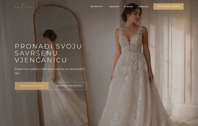 Princess Vjenčanice — naslovnica web stranice