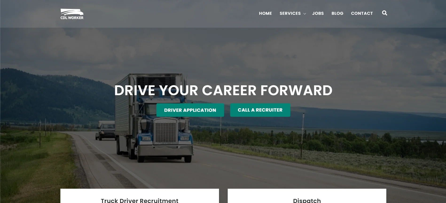 CDL Worker truck driver recruitment platform homepage